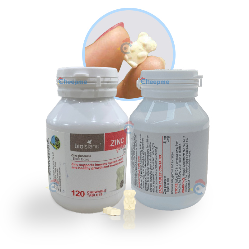 Kẹo gấu bổ sung kẽm cho trẻ em Bio island Zinc For Kid hộp 120 viên nhai