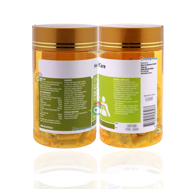 Thông tin chi tiết viên bổ phổi Healthycare Original Lung Detox của Úc